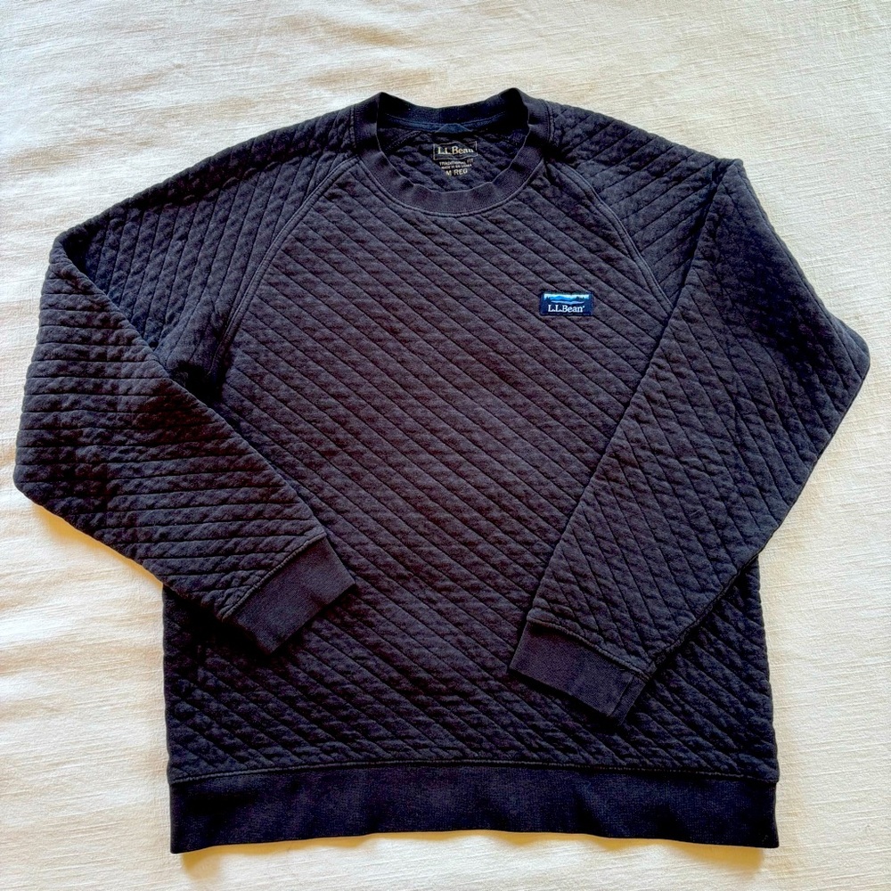 LL Bean Quilted Sweatshirt, Crewneck - Classic Navy
